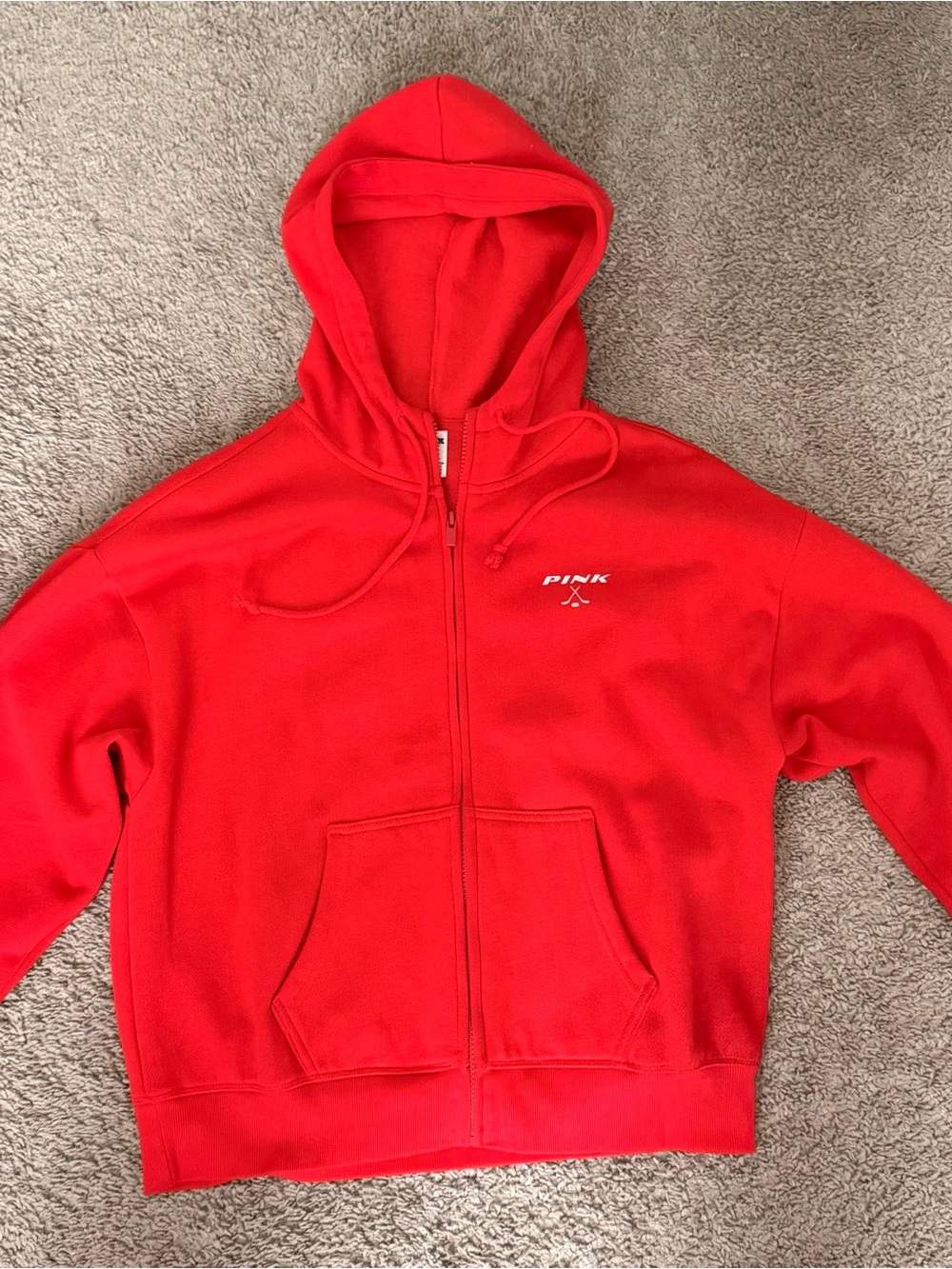 PINK Victoria's Secret Red Full-Zip Hoodie & Sweatpants